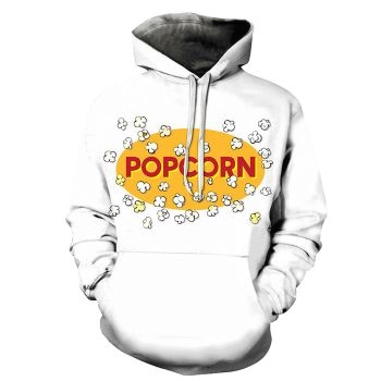 White Popcorn 3D Hoodie Sweatshirt Pullover
