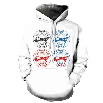 France Stamp 3D Hoodie Sweatshirt Pullover