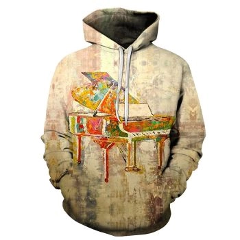 3D Colorful Painted Piano - Hoodie, Sweatshirt, Pullover