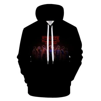 Stranger Things Team Black Print Hoodie