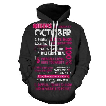 Girls born in October Personality 3D - Sweatshirt, Hoodie, Pullover
