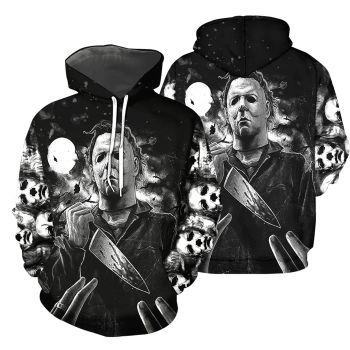  Cute Black White Skull Knives Pattern Halloween Hoodie