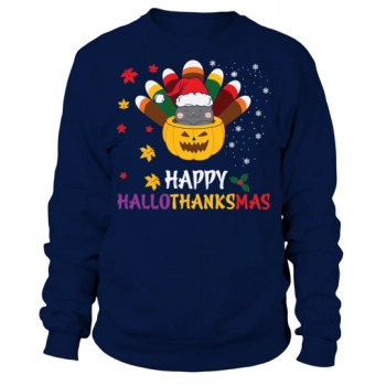 Happy Hallothanksmas Funny Cute Cat Sweatshirt