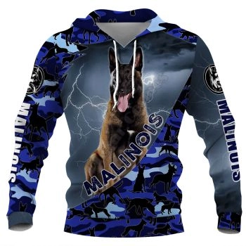 Loose And Fashion Blue Dog Pattern Animals Hoodie