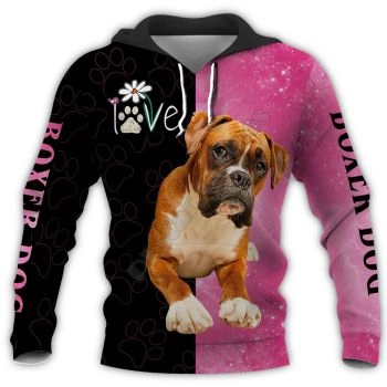 Generous And Beautiful Black Pink Dog Pattern Animals Hoodie