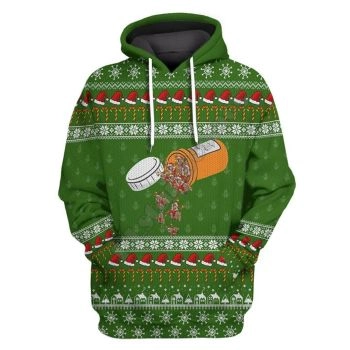  Oversize Green Sonw Christmas Hat Pattern Christmas Hoodie