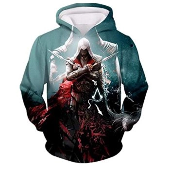 Assassins Creed Hoodies &#8211; 3D Print Drawstring Pullover Sweatshirt