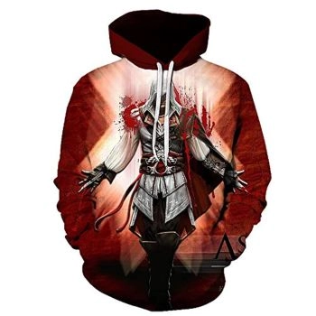 Assassins Creed Hoodies &#8211; Red Ezio Hoodie Assassin&#8217;s Creed Ezio Hoodie Drawstring Pullover Sweatshirt