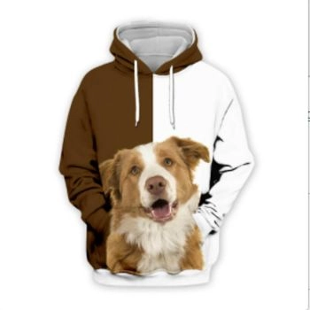 Oversize Brown White Dog Pattern Animals Hoodie