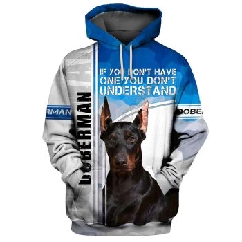 Street Blue White Dog Pattern Animals Hoodie