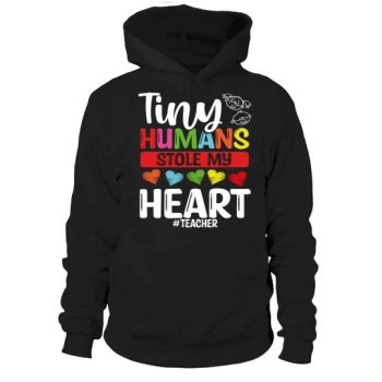 Tiny Humans My Heart Elementary School Teacher Hoodies