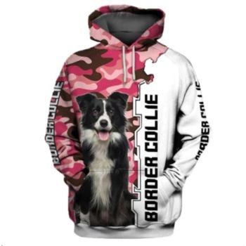 Oversize Pink White Dog Pattern Animals Hoodie