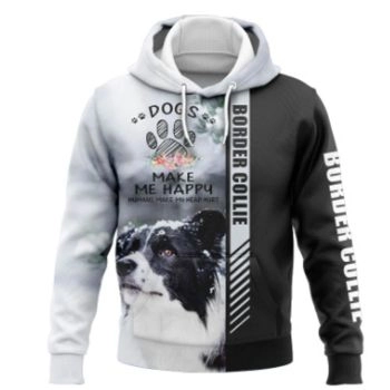 Loose Black White Dog Pattern Animals Hoodie