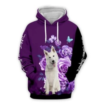 Loose And Gorgeous Purple Dog Pattern Animals Hoodie