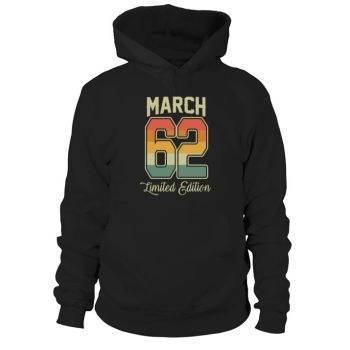 Vintage 60th Birthday March 1962 Sports Gift Hoodies