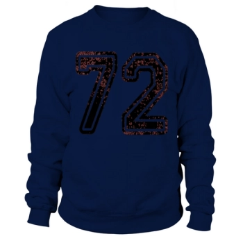 #72 Numbered Grungy College Sports Team Sweatshirt Both Sides Sweatshirt