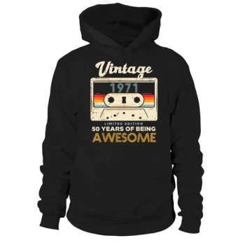 Vintage 1971 Cassette Tape 51 Awesome 51st Birthday Hoodies