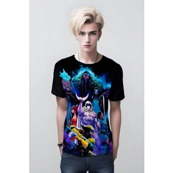 Moon Knight T-shirt: First Quarter in Black and Blue for a Dynamic and Contrast Look