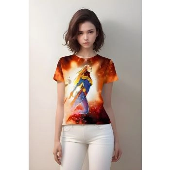 Orange Captain Marvel Flag Shirt - Unleash Your Inner Hero with Vibrant Style