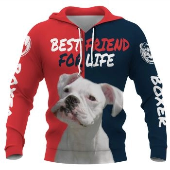 Fashion Red Blue Dog Pattern Animals Hoodie