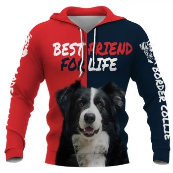 Cute And Loose Red Blue Dog Pattern Animals Hoodie