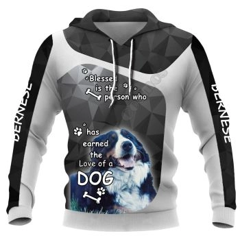 Loose Black Dog Pattern Animals Hoodie