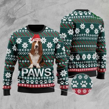 Basset Hound Santa Printed Christmas Ugly Sweater