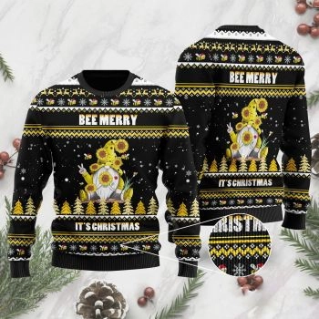 Bee Merry It&#39;s Christmas Gnome Ugly Christmas Sweater