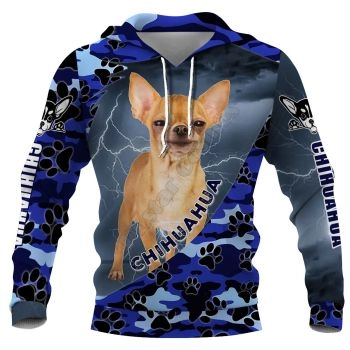 Cute Blue Dog Pattern Animals Hoodie