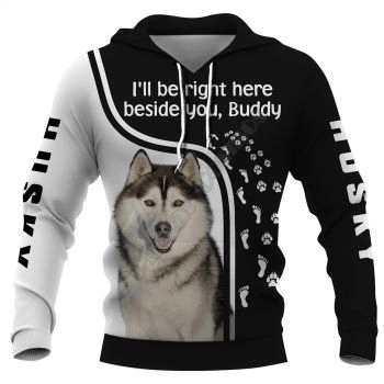 Temperament Black White Dog Pattern Animals Hoodie