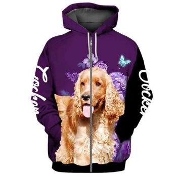 Generous And Beautiful Purple Dog Pattern Animals Zip-Up Hoodie