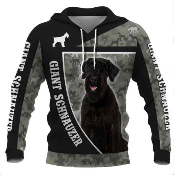 Oversize Black Dog Pattern Animals Hoodie