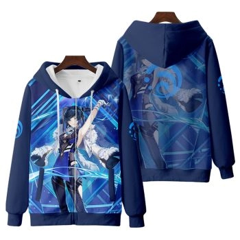 Classic Genshin Impact Yelan Anime Zip-Up Hoodie