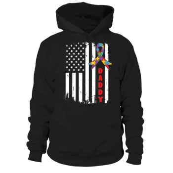 Autism Dad American Flag Vintage Hoodies