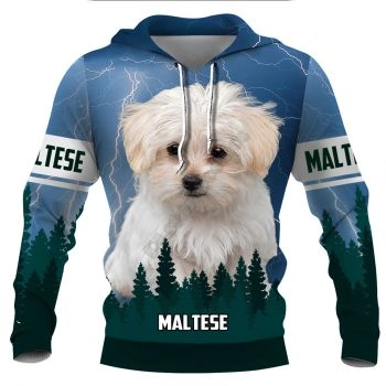 Precious Blue Dog Pattern Animals Hoodie