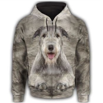 Street Style Brown Dog Pattern Animals Zip-Up Hoodie