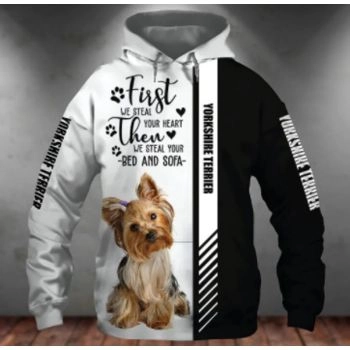 Elegance Black White Dog Pattern Animals Hoodie