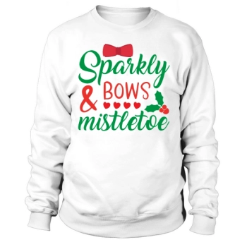 Christmas Glitter Bows and Mistletoe Sweatshirt