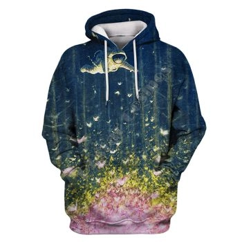 Oversize Colorful  Butterfly Pattern Astronauts Hoodie
