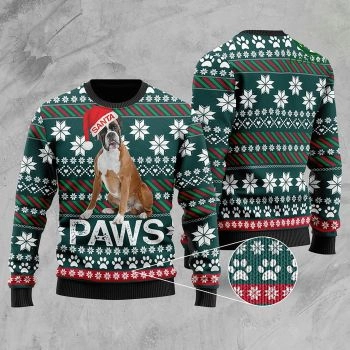 Boxer Santa Printed Christmas Ugly Sweater