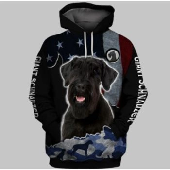 Vintage  Black Dog Pattern Animals Hoodie