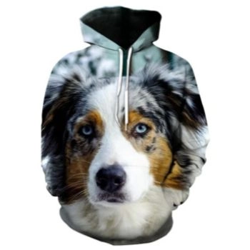 Cute And Loose Blue Dog Pattern Animals Hoodie