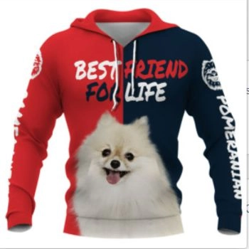 Popular Red Blue Dog Pattern Animals Hoodie