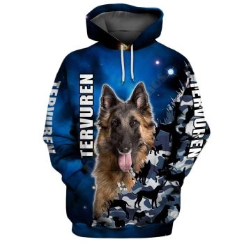 Elegance Blue Dog Pattern Animals Hoodie