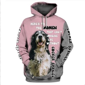 Loose Pink Dog Pattern Animals Hoodie