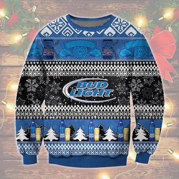 Bud Light Beer Black Blue Ugly Sweater Christmas Tshirt Hoodie Apparel,Christmas Ugly Sweater