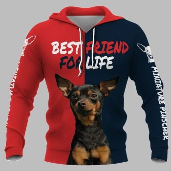 Loose Red Blue Dog Pattern Animals Hoodie