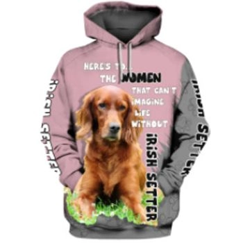 Temperament Pink Dog Pattern Animals Hoodie