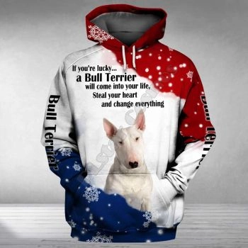 Elegance White Blue Dog Pattern Animals Hoodie