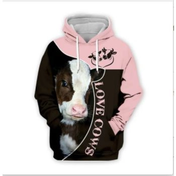 Precious Pin Brown Cow Pattern Animals Hoodie